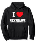 Dope I Love Rickshaws Pullover Hoodie For Chilling Around Town 8.5 Oz Heavyweight Cotton Blend With Double Stitched Twill Neck Tape Classic Fit in black.