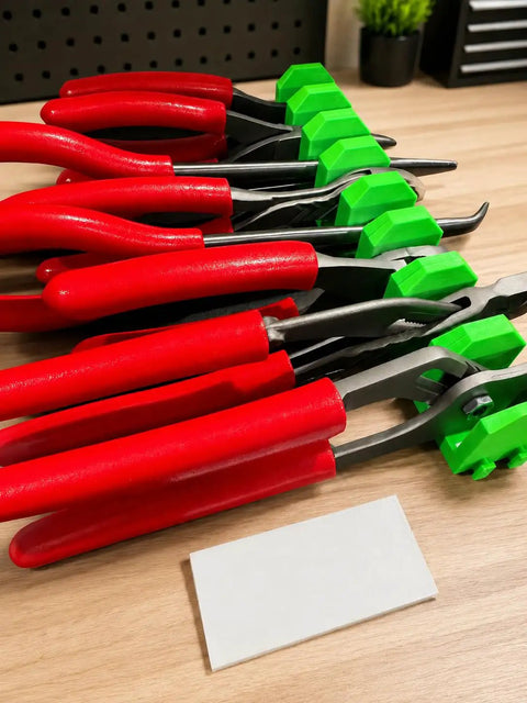 Modular Magnetic Pliers Organizer With Adjustable Tool Holder Rack For Pliers Cutters Wrenches And Hand Tools, green rack