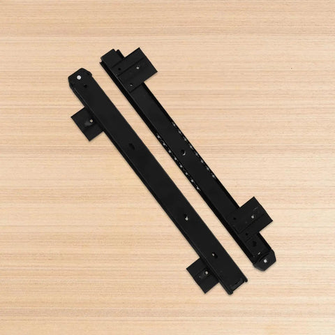 Slick Glide Keyboard Tray Slides With Bottom Mount Drawer Rails 35mm Width Cold Rolled Steel, heavy duty matte black tracks.