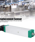 Front view of Electronic Ruler Displacement Sensor with IP67 stainless steel body, plug type connection, for industrial automation.