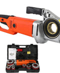 Heavy Duty Electric Pipe Threader 2300W Portable Threading Machine With Six Precision Dies For 1/2 To 2 Inch Pipes in action with case.