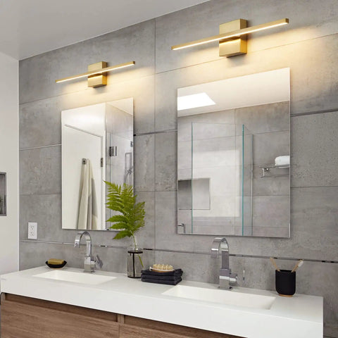 Gold Vanity Light Over Mirror 24 Inch LED 18W, Dope Warm 3500K Modern Bathroom Sconce Wall Lighting With Acrylic Shade