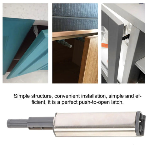 4 Pack Push To Open Cabinet Latches For Cabinets And Drawers Easy Install Iron And Plastic Hardware For Closets And Doors Durable.
