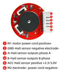 Close-up of Hall sensor circuit on encoder for pair of 12V DC gear motors with encoder, 100 RPM, 1:45 gear ratio, D shaft, metal housing