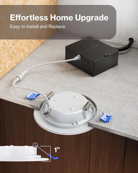 24 Pack 4 Inch LED Recessed Lights With Junction Box, Canless Ceiling Downlights, 850 Lumen installation example