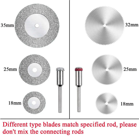 Assorted blades and connecting rods from All In One Corded Engraving Tool Kit With Micro Engraver Etching Pen For Jewelry Glass Wood Metal Plastic Diy Rotary Tool Set Including 82 Accessories And 24 Stencils Scriber