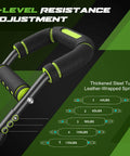 Twister Arm Trainer For Men Premium Steel Frame With 5 Level Adjustable Resistance 40 To 130 Lbs showing resistance settings.