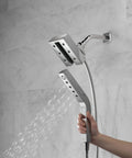 In2ition Four Setting Two In One Shower Combo With H2Okinetic Technology Dual Shower Heads Or Handheld 2.5 GPM Flow Black Stainless Finish