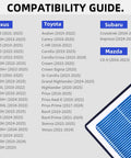 Compatibility guide showing Lexus, Toyota, Subaru, Mazda models for HEPA Carbon Cabin Air Filter Replacement For Toyota Camry RAV4 Highlander Corolla Sienna Lexus RX350 ES350 NX350 Mazda CX9 Exact Fit Plug And Play Odor Reduction Easy Install CP157 871390E040 Replacement