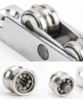 Dual Wheel Zinc Alloy Window Pulley And Sliding Door Replacement Rollers Engineered For Ultra Smooth Push Pull Operation close-up of zinc alloy roller kit.