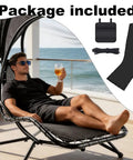 Heavy Duty Replacement Mesh With Rope Kits For Hanging Lounge Chair Curved Chaise Outdoor Patio Waterproof Black Included Package