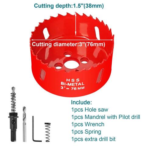 Knockout 3 Inch Hss Bimetal Hole Saw Kit With Pilot Drill Bit And Arbor Cuts No Sweat Through Wood Drywall Pvc Plastic And Aluminum.