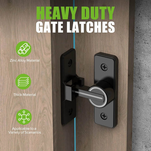 Heavy Duty 90 Degree Gate Latch For Barn Doors And Sliding Doors, Flip Latch Bolt Lock In Zinc Alloy With Matte Black Finish