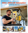 Heavy Duty Portable Magnetic Drill Press With 1400 Watt Copper Motor being used for secure high-altitude work, max 2810 lbf pull force.