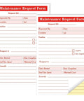 Two Part Carbonless Maintenance Request Forms Book Set, 50 Packs of 100 Sheets Per Book, Easy Tear Perforated Copies for Quick Service Requests, Durable Paperwork for Maintenance Teams and Field Technicians, two-copy form shown