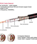 Cross-section of 50 Foot N Male To N Male Coax Extension Cable Ultra Low Loss 50 Ohm, with material details and connectors.
