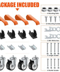 Package contents of Heavy Duty Workbench Caster Kit With 880 Lbs Capacity, 3 Inch Retractable Casters, 4 Pack