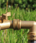 Solid Brass 90 Degree Hose Elbow Connector Set, 3/4 FHT To 3/4 MHT, Reduces Stress On RV Water Intake, No Leaks, Durable Rustproof Fittings, Includes 2 Brass Elbows And 2 Washers, Easy To Install, brass hose elbow on RV water connection