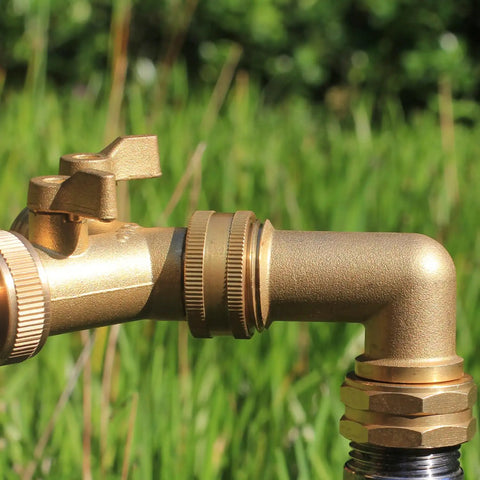 Solid Brass 90 Degree Hose Elbow Connector Set, 3/4 FHT To 3/4 MHT, Reduces Stress On RV Water Intake, No Leaks, Durable Rustproof Fittings, Includes 2 Brass Elbows And 2 Washers, Easy To Install, brass hose elbow on RV water connection