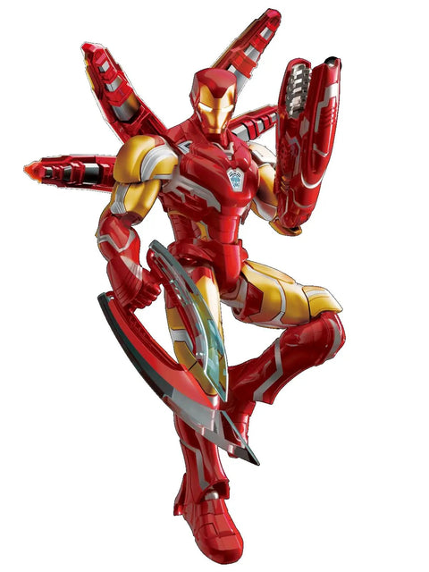 Marvel Infinity Saga Iron Man MK85 Armor Buildable Model Kit With LED Chest And Eyes, 149 Piece Articulated Figure in dynamic pose