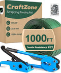 Ready Roll Heavy Duty Poly Strapping Kit With Tensioner And Sealer 5/8 Inch 1000 Foot Coil for packing and securing pallets.