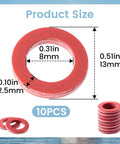 10 Pack Red Drain Plug Gaskets For Yamaha Outboard Lower Unit Gear Oil Seal 4 Stroke Replacement 0.51 X 0.31 Inch Size Diagram