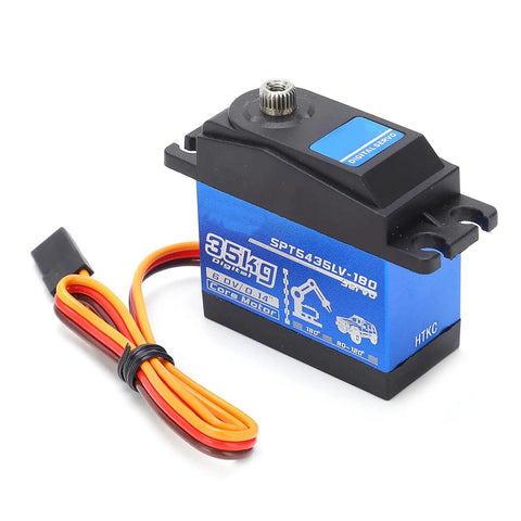 Heavy Duty 35Kg Digital Metal Gear Servo For Rc Cars Aluminum Build with servo horn and wire connections visible.