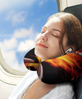 Person using U Shaped Travel Neck Pillow For Flights And Long Haul Trips Super Cozy Support For Head And Neck Ergonomic Napping Pillow