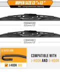 Jeep Wrangler TJ 13 Inch Wiper Blades Replacement Front Windshield All Weather Direct Fit Easy Install 1997-2006, J-hook compatible