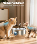 Cats drinking from Stainless Steel Cat Water Fountain 88oz 2.6L Quiet Indoor Pet Water Dispenser For Cats And Small Animals Hydration Bowl