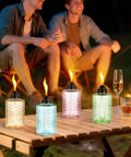 Tabletop Citronella Torches 4 Pack For Outdoor Lighting, Glass Torch Canisters With Wick And Cap, 12oz Each, Multi Color