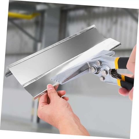 Using multifunctional hand seamer tool for ductwork and steel plate folding with non-slip handle, showing superior grip in action.
