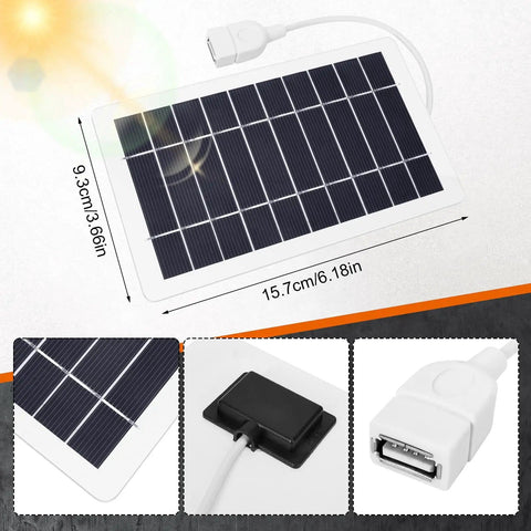 Dope Solar Charger Kit For Phones And Cameras, Portable Solar Panel For Outdoor Travel, dimensions and USB detail