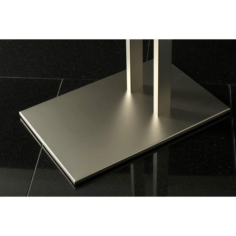 Base of Edenscape Pedestal Towel Holder In Brushed Nickel With Double L Shape Design Built To Last Free Standing Bath Accessory