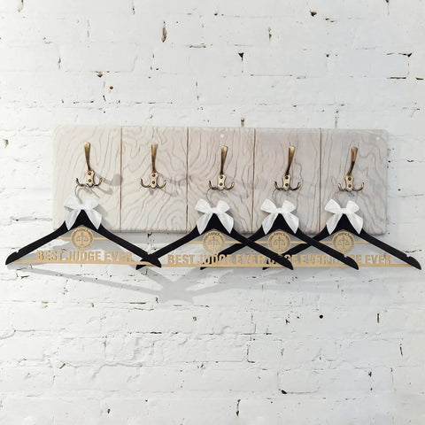 Wooden Judge Coat Hanger With Bow And Balanced Scale Motifs Dope Gift For Men And Women Best Judge Ever Graduation Or Birthday Gift