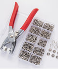 9.5mm Metal Snap Button Kit With Fastener Pliers 800 Pieces And 200 Sets for clothing and DIY projects displayed with case