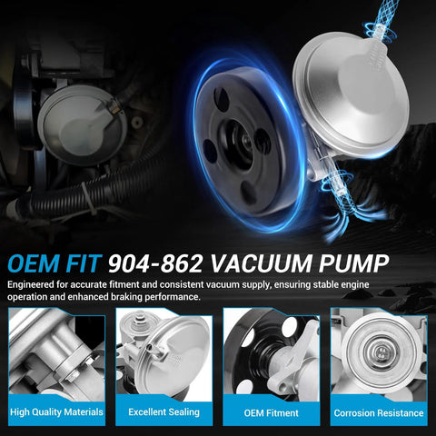 Front view of metallic vacuum pump with pulley for Isuzu NPR engines; OEM replacement 97241035.
