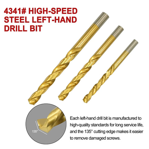 Image of high-speed steel left-hand drill bits from the 14 Piece Screw Extractor Set With Left Hand Drill Bits And Bolt Extractors.