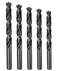 Tough 5 Piece Drill Bit Set With Sizes From 3.4mm To 7.9mm Made Of Top Tier M2 High Speed Steel For Drilling Metal Steel And Wood Smoothly Using Sharp Split Point Design And Durable Black Oxide Finish That Lasts Long