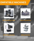 Graphic showing compatible machines: CNC machining center, engraving machine, CNC milling machine, milling machine.