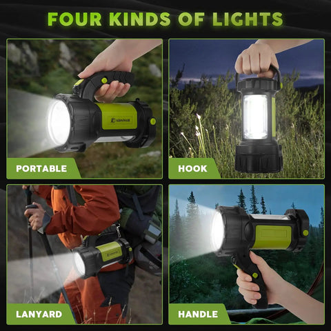 Rechargeable Camping Lantern With 800LM LED Spotlight And Flashlight, 3600mAh Battery, 4 In 1 Emergency Light, Strap Included