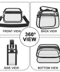 360° view of Clear Stadium Bag For Events, Compact Mini Purse With Crossbody Strap, 3 Pocket See-Through Hobo Style Purse