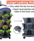 Vertical Planter Tower Five Tier Stackable Garden Planters With Lockable Wheels For Indoor And Outdoor Use In Dark Gray