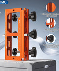 Pro Grade Aluminum Door Hinge Jig Kit For Router Mortise Template with adjustable sliding track and bolt locks on display