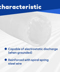 Heavy Duty 2.5 Inch By 10 Foot PVC Dust Collection Hose with electrostatic discharge and steel wire reinforcement