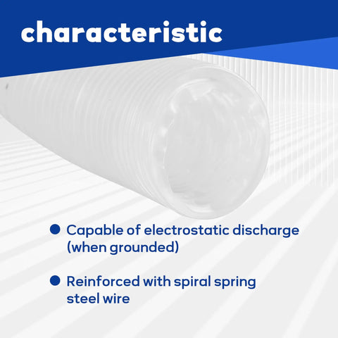 Heavy Duty 2.5 Inch By 10 Foot PVC Dust Collection Hose with electrostatic discharge and steel wire reinforcement