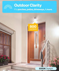 10 Pack No Fuss Dusk To Dawn A19 LED Outdoor Light Bulbs, Photocell Auto On Off Sensor, 800 Lumens, 9W, 60W Equivalent, 5000K Daylight, IP65 UL Listed For Easy Exterior Lighting illuminating entrance
