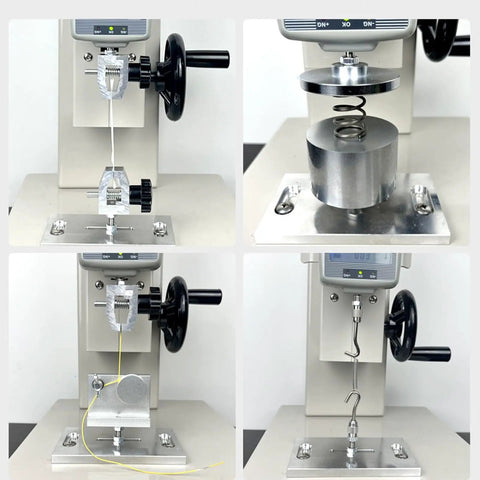 Digital Tensile Tester With Hand Crank Vertical Bench, 10 To 2000N Load Range, 5 Probes And 2 Clamps, 270mm Stroke, Ideal For Material Pull And Compression Tests On Ropes, Wires, Springs, Fishing Lines And More, testing spring and cord setups