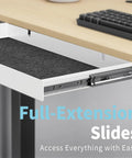 Kick Clutter To The Curb With This Sleek White Slide Out Under Desk Drawer Featuring Smooth Ball Bearing Slides And Solid Carbon Steel Build For Tidy Home Office Storage close-up of white drawer showing full-extension ball bearing slides.