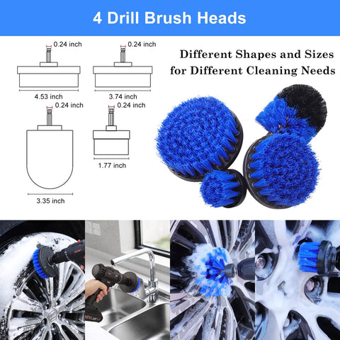 4 drill brush heads from All In One 26 Piece Car Detailing Brush Set With Drill Brushes And Wire Scrubbers Interior Exterior Cleaning Kit